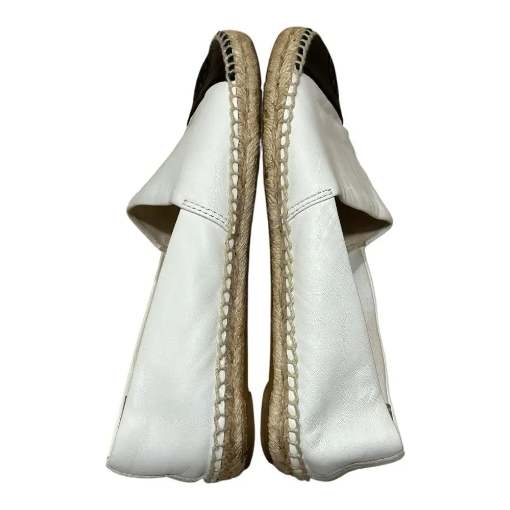 Tory Burch White Black Colorblock Espadrilles Flats 7.5